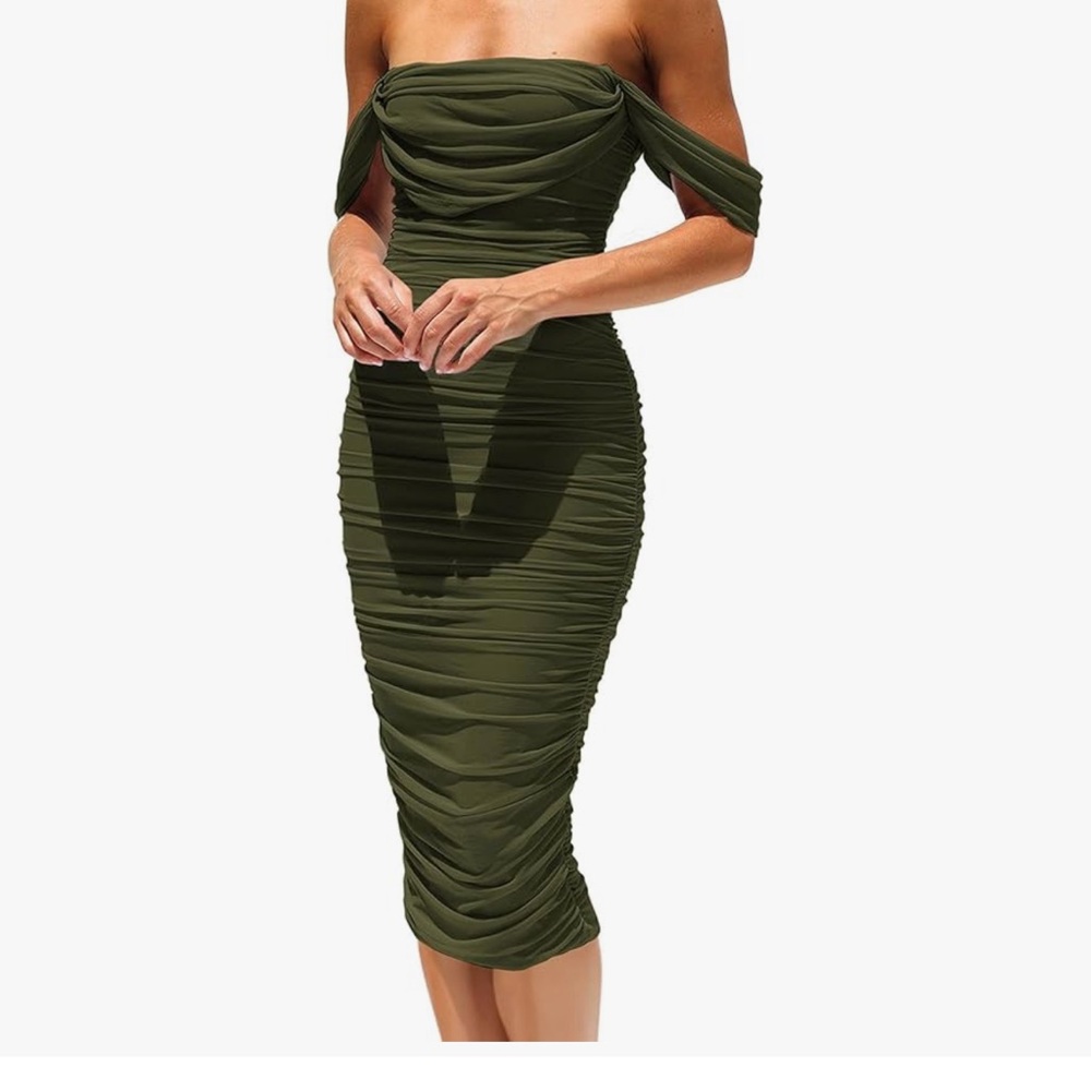 Chic Strapless Olive Dress
